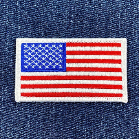 American flag patch on a denim background
