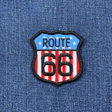 USA Route 66 Patch - United States Embroidered American Flag Highway Sign Badge 2.5" (Iron Or Sew On)