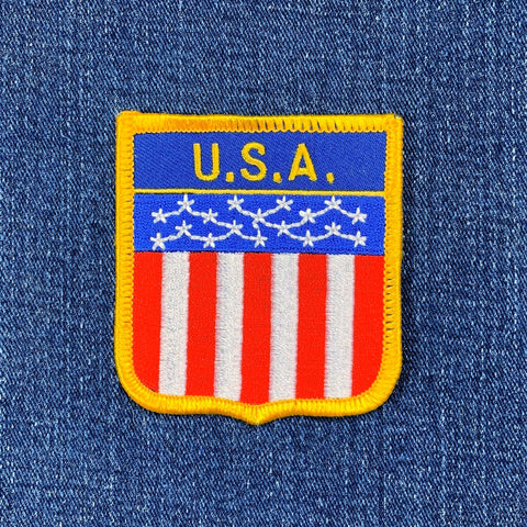 USA Patch - Embroidered United States Of America Flag Shield Badge 2.75" (Iron On)