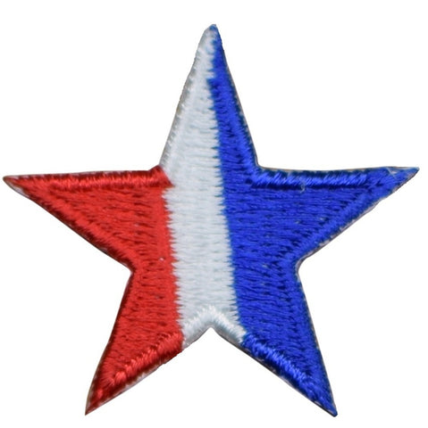 Red, White, and Blue Striped Star Applique Patch 1.25" (Clearance, Iron On)