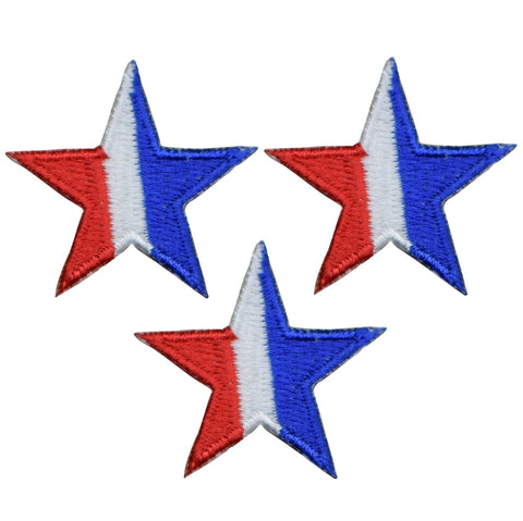 Star Applique Patch - Patriotic Red White Blue Stars Badge 1.25" (3-Pack, Iron on)