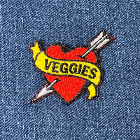 Veggies Patch - Embroidered Heart & Vegetables Badge 2.25" (Iron On)