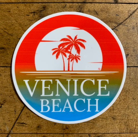 Venice Beach Sticker - Vinyl Decal Palm Trees Sunset California CA USA 3"