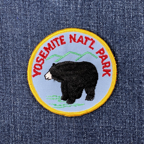 Vintage Yosemite Patch - Embroidered Black Bear & California National Park Badge 3" (Sew On)