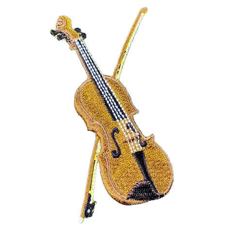 Violin-shaped patch on a white background