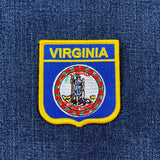 Virginia state patch on a denim background