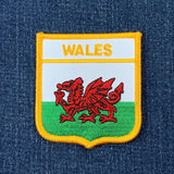 Wales Patch - United Kingdom Embroidered Flag Shield Badge 2.75" (Iron Or Sew On)