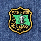 Vintage Washington Patch - Embroidered State Flag Shield Mylar Badge 3-1/8" (Sew On)