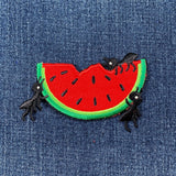 Watermelon & Ants Applique Patch - BBQ Insects Embroidered Food Badge 3.5" (Iron On)