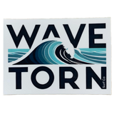 Sticker with 'WAVE TORN' text and wave design on a white background