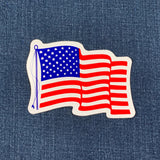 United States Wavy Flag Sticker - USA Decal Vinyl UV Protectant Boat Car RV Truck 3-5/8" x 2-5/8"