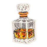 Decorative patch of a glass bottle with a cork stopper on a white background