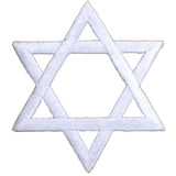 Star of David Applique Patch - Embroidered White Badge 2" (Iron On)