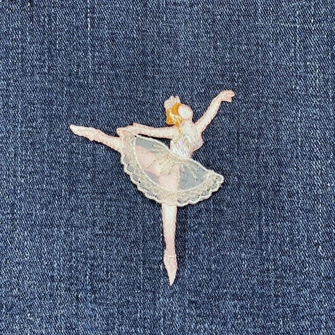 Ballerina Applique Patch - Organza & Embroidered Ballet Dancer Badge 2-7/8" (Iron On)