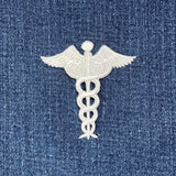 Caduceus Applique Patch Set - Doctor Nurse EMT Paramedic Medical Symbol 2-1/4" (5-Pack, Iron on)
