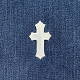 White Cross Applique Patch - Embroidered Baptism First Communion Jesus Badge 2.5" (Iron On)