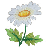 White Daisy Applique Patch - Embroidered Flower Gardening Badge 2.25" (Iron On)