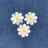 3-Pack Daisy Applique Patch - Embroidered White & Yellow Flower Badge 1.5" (Iron On)