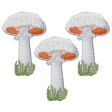 3-Pack Mushroom Applique Patch - Embroidered Hiking Nature Badge 1-5/8" (Iron Or Sew On)