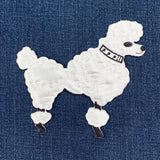 Poodle Applique Patch - Embroidered Sock Hop Dog Badge 4.75" (Iron On, White/Right)
