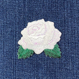 White Rose Applique Patch - Embroidered Flower Garden Badge 2-5/8" (Iron On)
