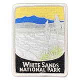 Embroidered patch of White Sands National Park on a white background