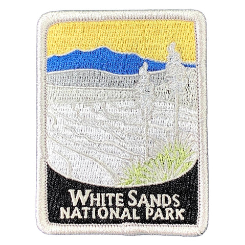 Embroidered patch of White Sands National Park on a white background