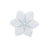 Star-shaped snow patch with a shimmery texture on a white background