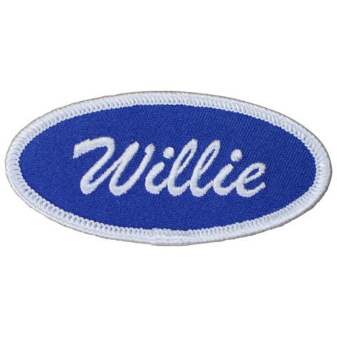 Willie Name Patch - Blue & White William Bill Billie Name Badge 3" (Iron on)