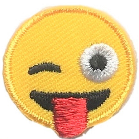 Mini Winking with Tongue Applique Patch - Winkling, Tongue Out 1" (Clearance, Iron on)