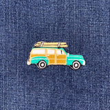 Woodie Station Wagon Applique Patch - Surfboards Embroidered Surfing Badge 2.5" (Iron On)