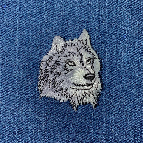 Wolf Head Applique Patch - Embroidered Wild Animal Badge 2.25" (Iron On)