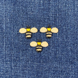 3-Pack Bumble Bee Applique Patch - Embroidered Yellow & Black Honey Bee Badge 3/4" (Iron on)