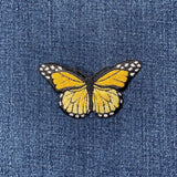 Yellow Butterfly Applique Patch - Embroidered Insect Badge 2-7/8" (Iron On)