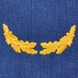 Scrambled Eggs Patch Set - Yellow Military Cap Captain Hat Embroidered Oak Leaves 3.75" (Iron On)
