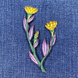 Yellow Flowers Applique Patch - Embroidered Gardening Badge 3-5/8" (Iron On)