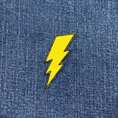 Lightning Bolt Applique Patch - Embroidered Thunderstorm Static Electricity Badge 2.5" (Iron On)