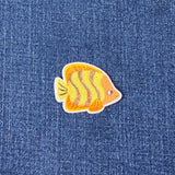 Orange & Yellow Fish Applique Patch - Embroidered Tropical Sea Creature Badge 1-5/8" (Iron On)