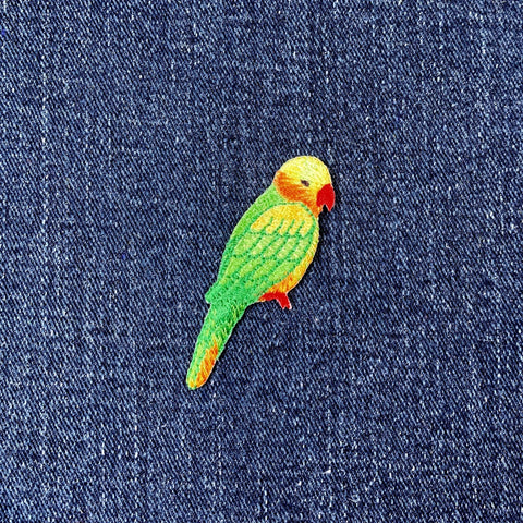Parrot Applique Patch - Embroidered Yellow Headed Amazon Bird Badge 2-1/8" (Iron On)