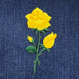 Yellow Rose Applique Patch - Embroidered Flower Badge 4.75" (Iron On)