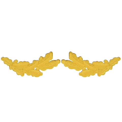 Yellow Scrambled Eggs Patch Set - Military Captain Cap Oak Leaves 3.75" (Iron on)