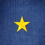Yellow Star Applique Patch - Embroidered Iron On Badge 2.25"