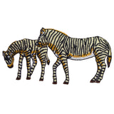 Two Zebras Applique Patch - Mother Mare Zebra & Baby Foal Animal Zookeeper Badge 3.75" (Iron on)