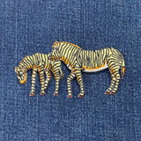 Two Zebras Applique Patch - Mother Mare Zebra & Baby Foal Animal Zookeeper Badge 3.75" (Iron on)