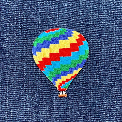 Hot Air Balloon Applique Patch - Zig-Zag Embroidered Badge 2-5/8" (Iron Or Sew On)