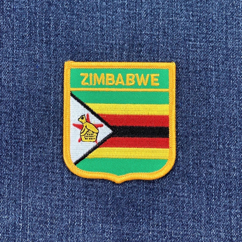Zimbabwe Patch - Embroidered Flag Shield Badge 2.75" (Iron On)