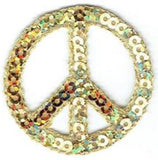 Peace Sign Applique Patch Set - Sequin, Multicolor Badges 1.5" (5-Pack, Iron on) - Patch Parlor