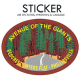 Avenue of the Giants Sticker - California Humboldt County Redwoods Vinyl Decal Fade Resistant 3-3/8"