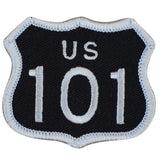 Highway Sign US 101 Patch - Black & White California Oregon Washington Embroidered Badge 2-7/8" (Iron Or Sew On)