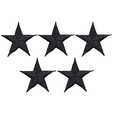 Star Applique Patch - Black 1.5" (5-Pack, Iron on) - Patch Parlor